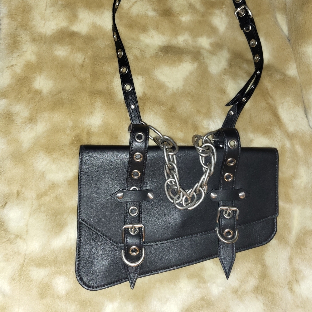 Versace biker saddle chain satchel crossbody bag detachable strap - Picture 15 of 15